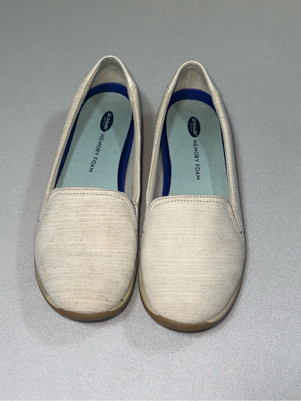 Dr. Scholl's Beige Canvas Slip-On Flats